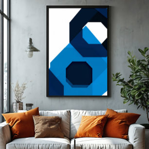 Blue Hexagon Art Canvas Print