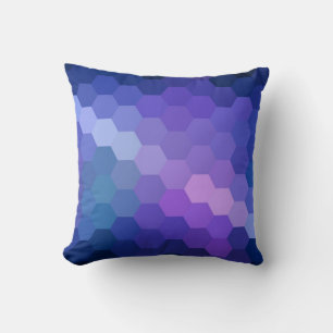 Blue Hexagon Chevron Pattern Cushion