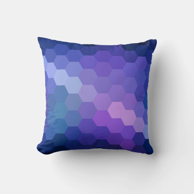 Blue Hexagon Chevron Pattern Cushion (Front)