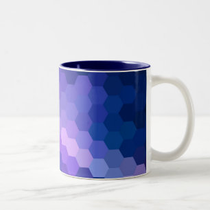 Blue Hexagon Chevron Pattern Two-Tone Coffee Mug