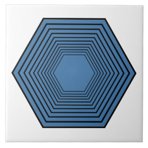 Blue hexagon funnel minimalist geometric art tile
