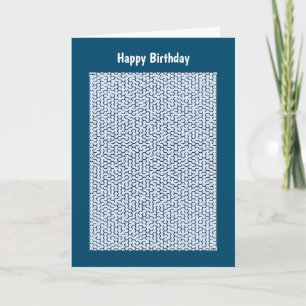 Blue Hexagon Maze Birthday Card
