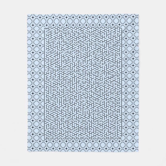Blue Hexagon Maze Fleece Blanket (Front)
