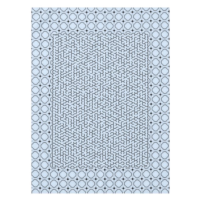 Blue Hexagon Maze Tablecloth (Front)