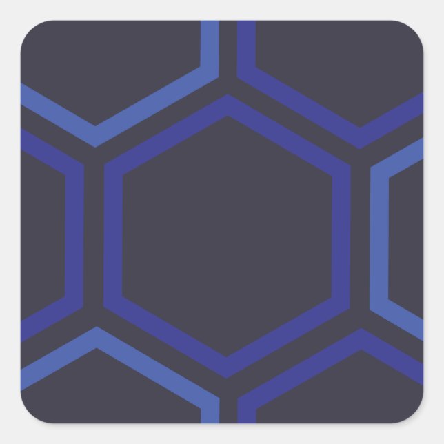 Blue Hexagon Pattern Square Sticker (Front)