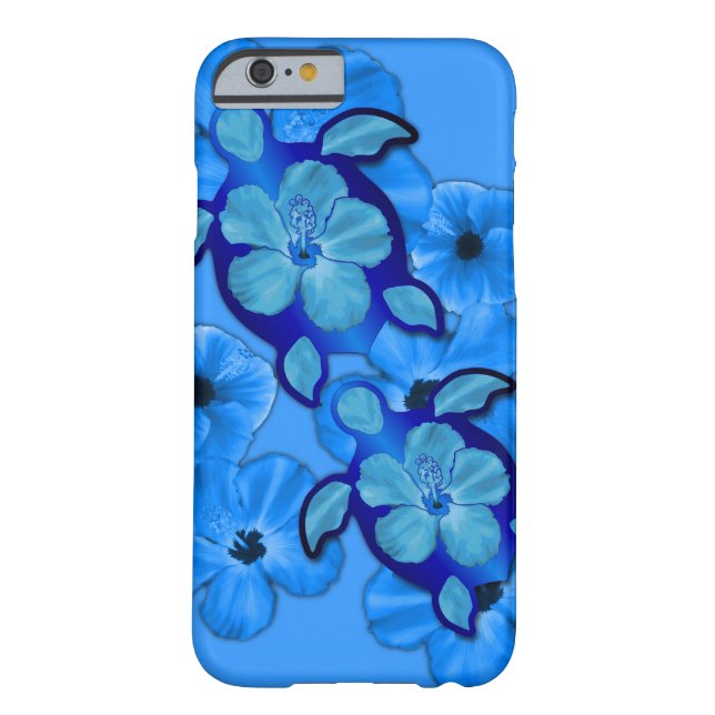 Blue Hibiscus And Honu Turtles Case-Mate iPhone Case (Back)