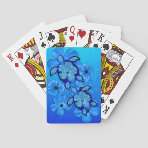 Blue Hibiscus And Honu Turtles Playing Cards