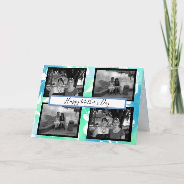 Blue Hibiscus and Photos Mother's Day Card (Front)