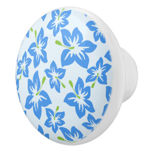 Blue Hibiscus, Blue Flowers, Pattern Of Flowers Ceramic Knob