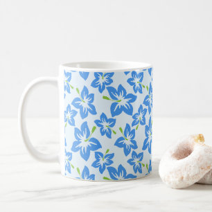 Blue Hibiscus, Blue Flowers, Pattern Of Flowers Coffee Mug