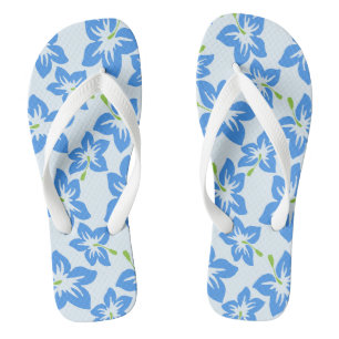 Blue Hibiscus, Blue Flowers, Pattern Of Flowers Flip Flops