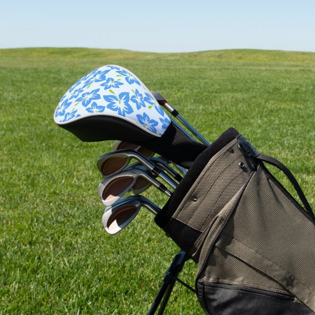 Blue Hibiscus, Blue Flowers, Pattern Of Flowers Golf Head Cover (In Situ)