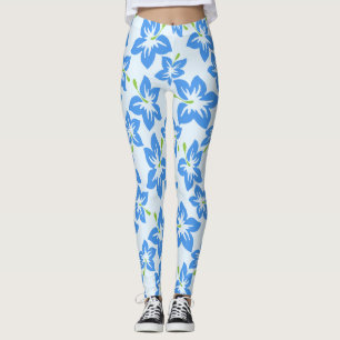 Blue Hibiscus, Blue Flowers, Pattern Of Flowers Leggings