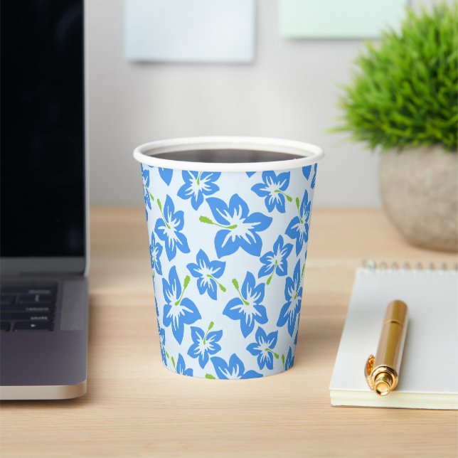 Blue Hibiscus, Blue Flowers, Pattern Of Flowers Paper Cups (Insitu)