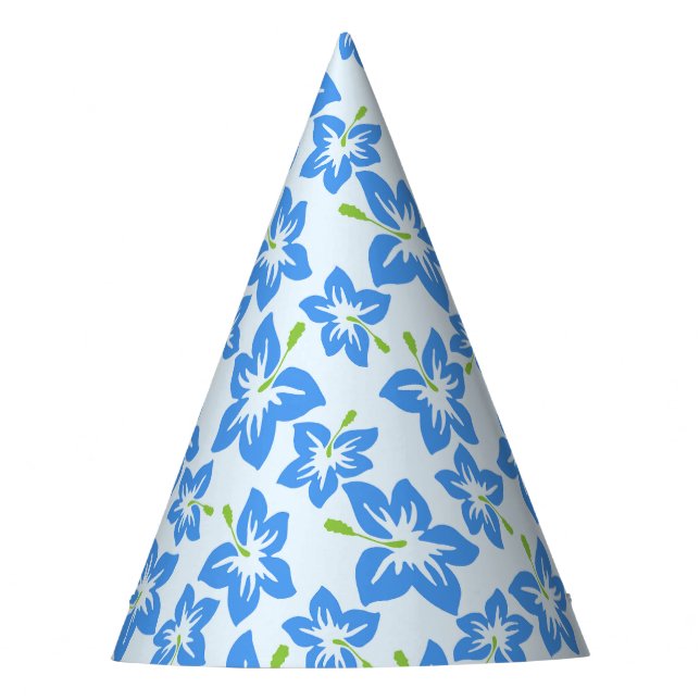 Blue Hibiscus, Blue Flowers, Pattern Of Flowers Party Hat (Front)