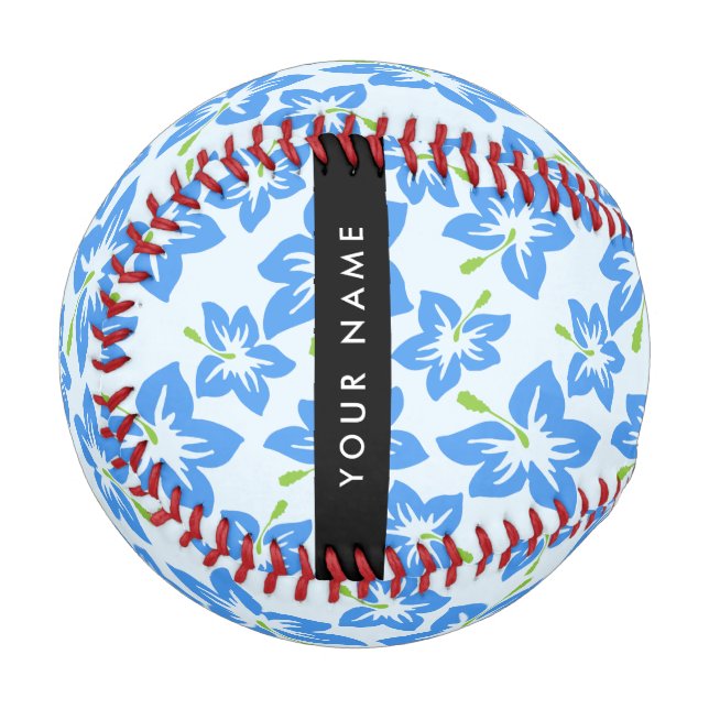 Blue Hibiscus, Blue Flowers, Your Name Baseball (Front Left)