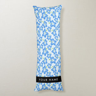 Blue Hibiscus, Blue Flowers, Your Name Body Cushion