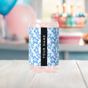 Blue Hibiscus, Blue Flowers, Your Name Can Glass