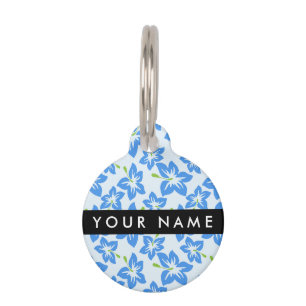 Blue Hibiscus, Blue Flowers, Your Name Pet Tag