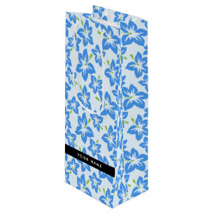 Blue Hibiscus, Blue Flowers, Your Name Wine Gift Bag
