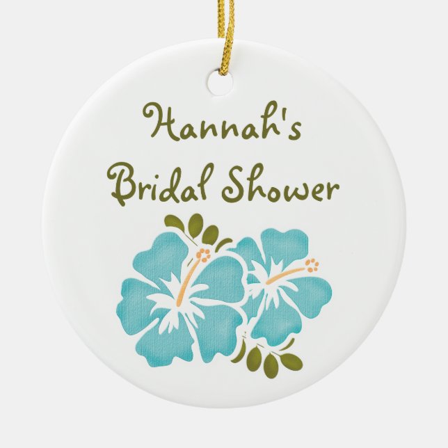 Blue Hibiscus Bridal Shower Ornament Favour (Front)