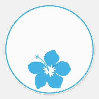 Blue Hibiscus Classic Round Sticker