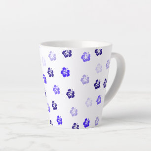 Blue Hibiscus Floral Latte Mug