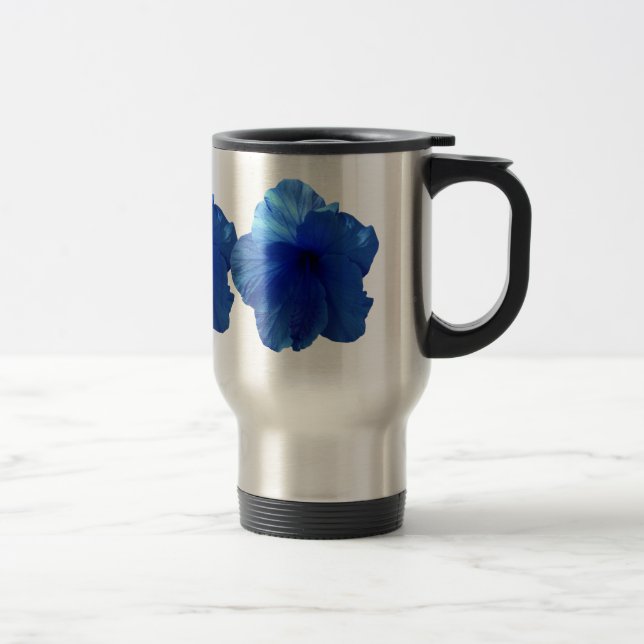 Blue Hibiscus Flower Travel Mug (Right)