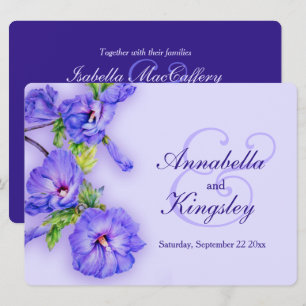 Blue hibiscus flower wedding invitation
