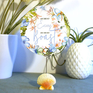 Blue Hibiscus Green Banana Leaves Sign Invitation