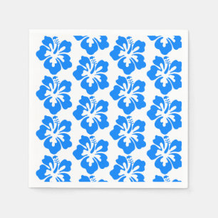 Blue Hibiscus Hawaiian Flower Luau Birthday Napkin