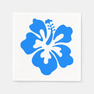 Blue Hibiscus Hawaiian Flower Luau Birthday Napkin