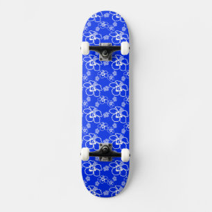 Blue Hibiscus Hawaiian Pattern Skateboard