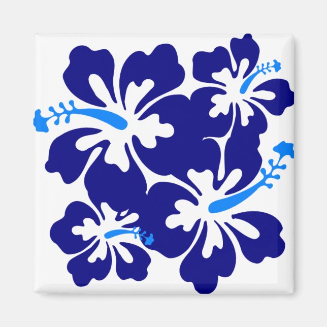 Blue Hibiscus Pattern Magnet (Front)
