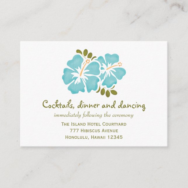 Blue Hibiscus Reception Enclosure Cards (Front)