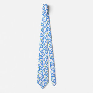 Blue Hibiscus Retro Hawaiian pattern  Tie