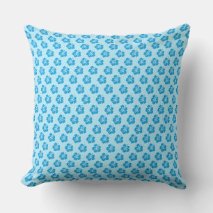 Blue Hibiscus Throw Pillow