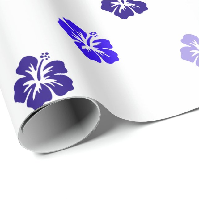 Blue Hibiscus Wrapping Paper (Roll Corner)