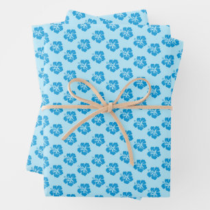 Blue Hibiscus Wrapping Paper Set