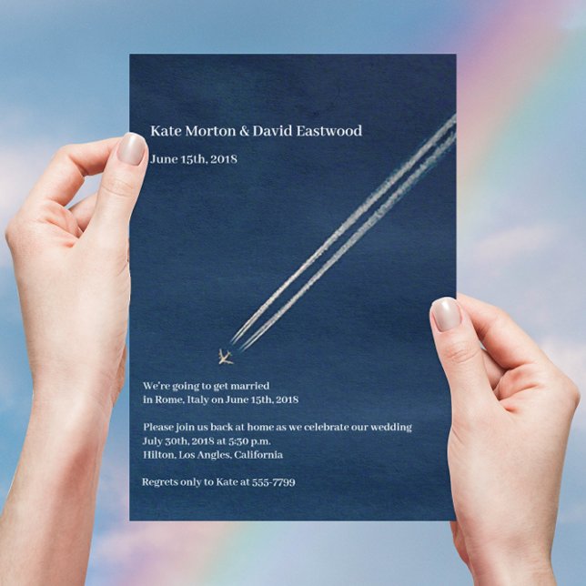 ©Blue High Altitude Aeroplane Destination Wedding Invitation (Creator Uploaded)