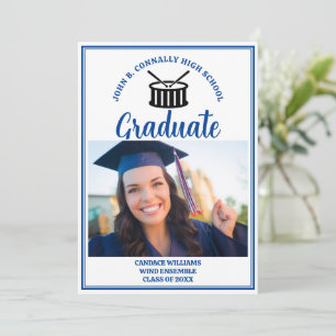Blue High School Band Photo Graduation Announcement