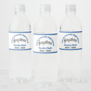 Blue High School Choir Custom Party Water Bottle Label