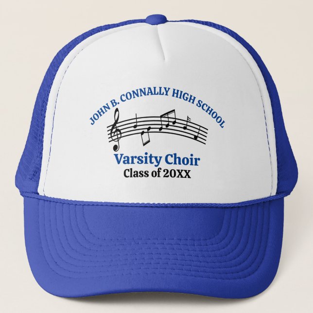 Blue High School Choir Customisable Trucker Hat (Front)