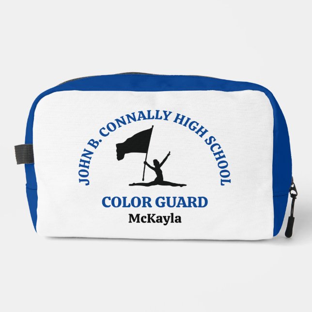Blue High School Colour Guard Personalised Dopp Kit (Front)
