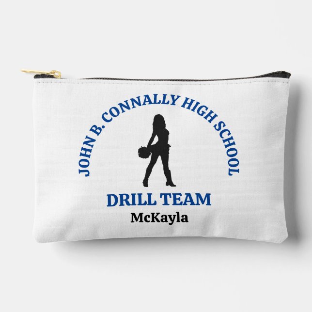 Blue High School Drill Team Dancer Personalised Accessory Pouch (Front)