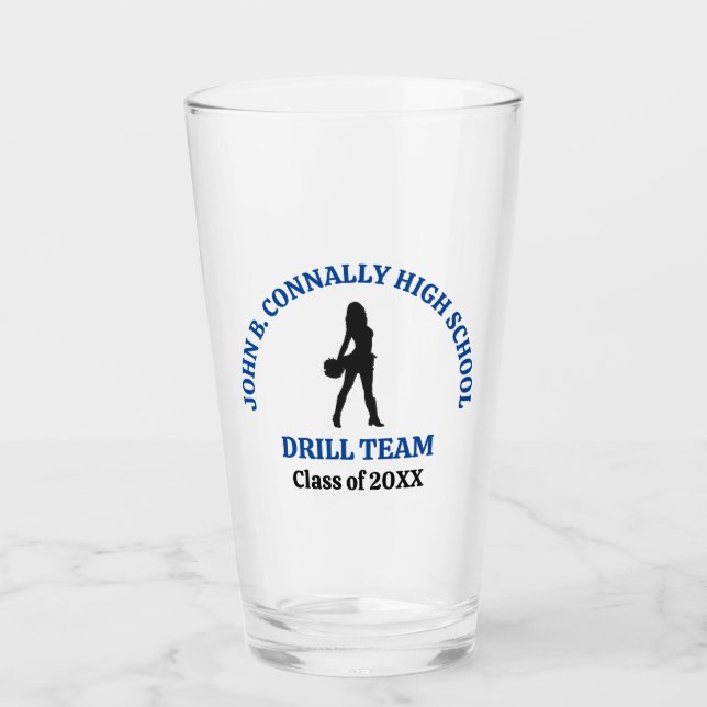 Blue High School Drill Team Dancer Personalised Glass (Front)