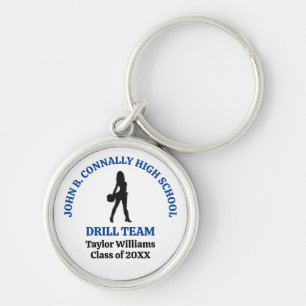 Blue High School Drill Team Dancer Personalised Key Ring
