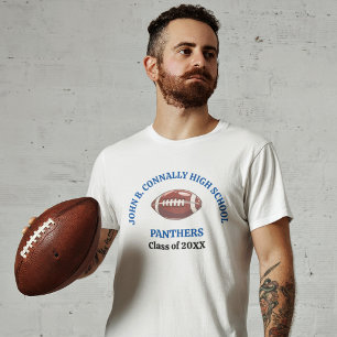 Blue High School Football Player Personalised T-Shirt