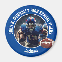Blue High School Football Player Photo