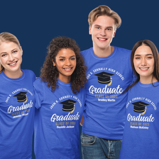 Blue High School Graduate Custom 2024 Graduation T-Shirt (Creator Uploaded)